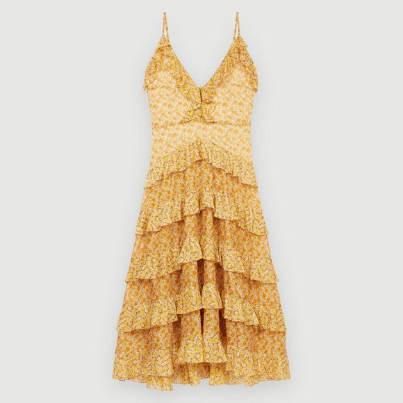 NWT Maje Rissol Cotton Ruffled Maxi Dress ASO Flora The Winx Saga - Picture 8 of 15